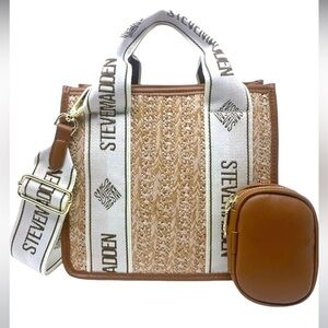 Steve Madden Brown and Cream Tote Bag Set